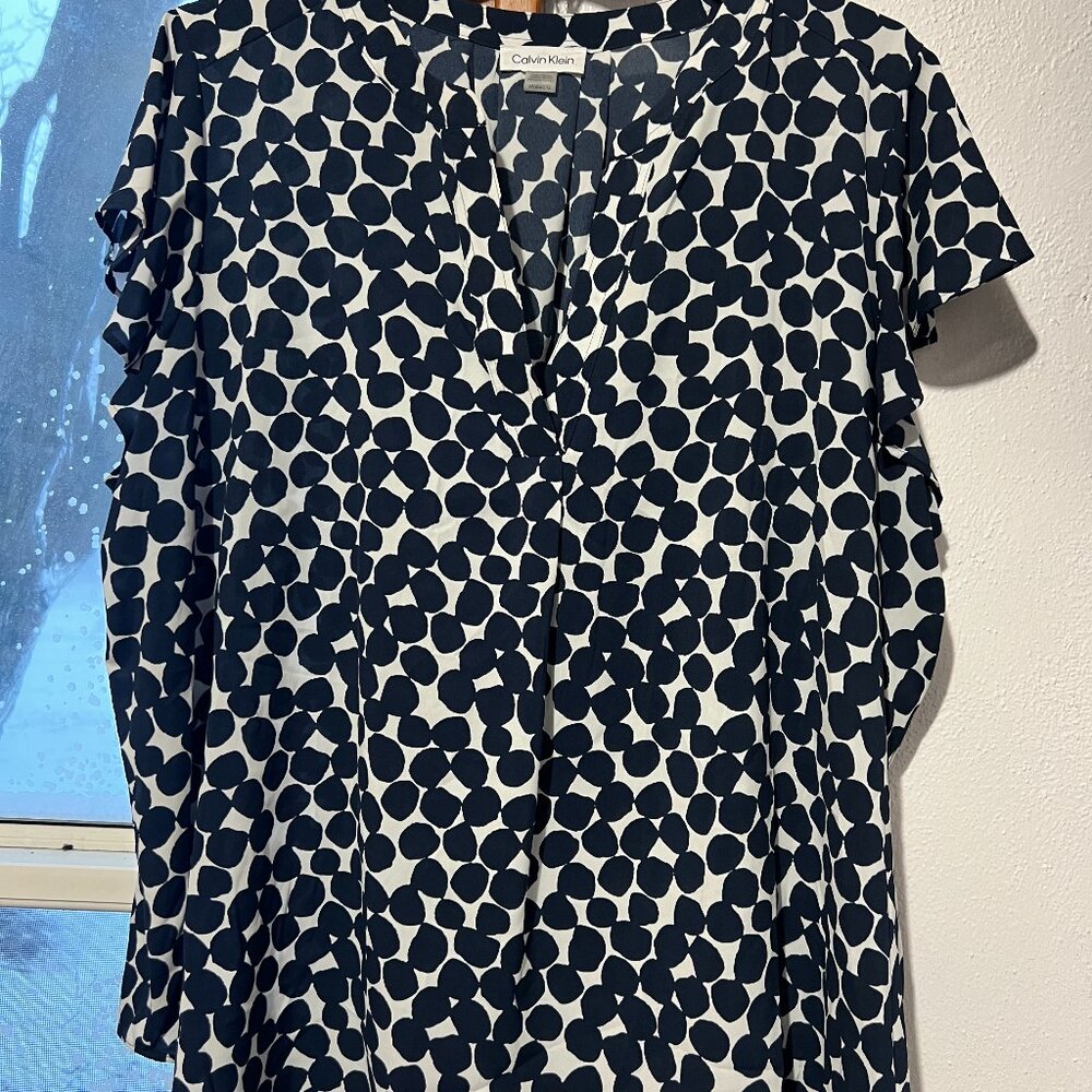 Calvin Klein Navy Blue and white dress shirt